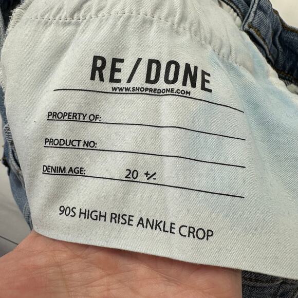 Re/Done Jeans Womens 26 Blue High Rise Ankle Crop Mid 90s Button Fly Medium Wash - Picture 5 of 15
